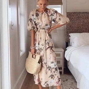 NWT H&M Linen floral cut out dress sz. S